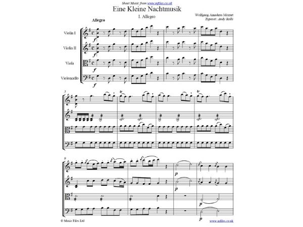 mozart serenade sheet music