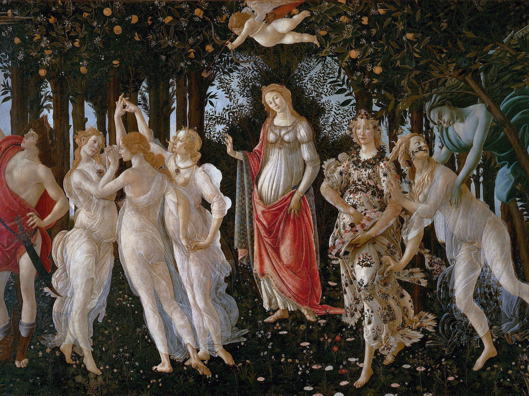 botticelli painting of woman in forest
