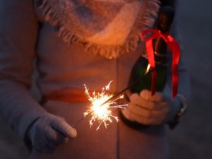 sparkler and champagne