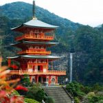 a japanese temple in the woods