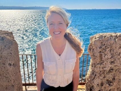Sophie Lippert on the shores of the Mediterranean Sea