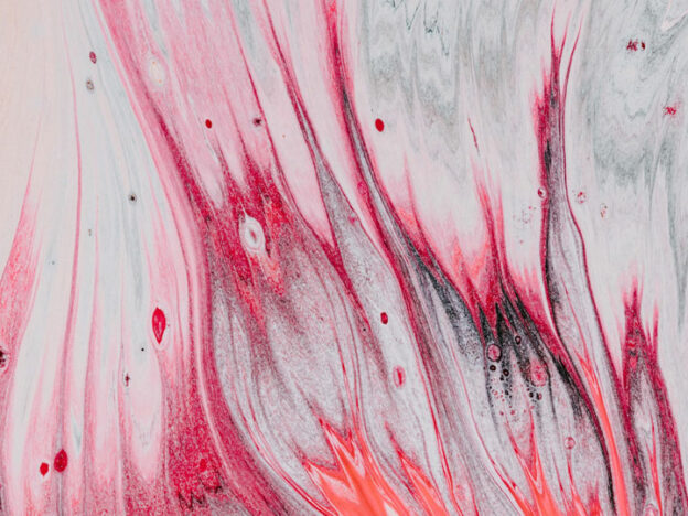 Gray, red, and orange paint strokes