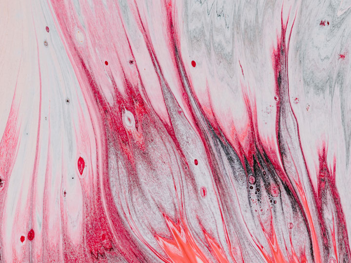 Gray, red, and orange paint strokes