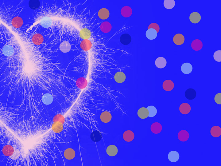 A featured image of a heart against a blue background with confetti, celebrating All Classical's 2025 Birthday Fundraiser