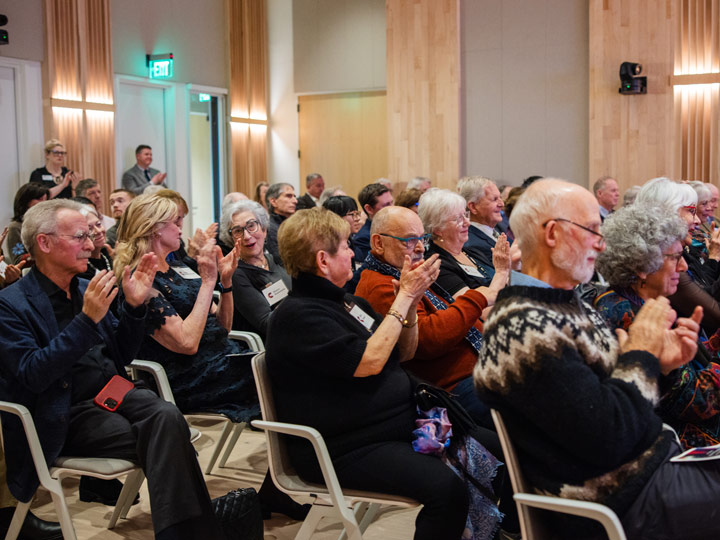 Audience applauding in Irving Levin Performance Hall at All Classical Radio