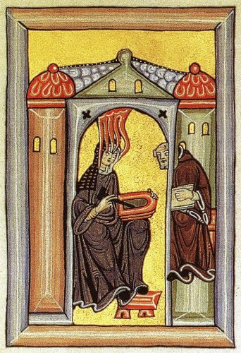 Medieval image of Hildegard von Bingen