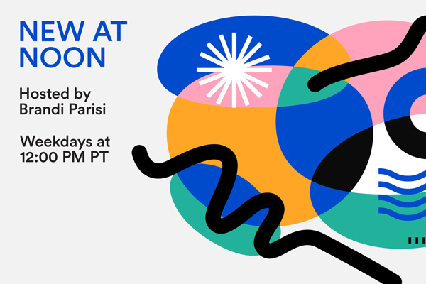 Mobile web banner for All Classical Radio's weekday program New at Noon, hosted by Brandi Parisi