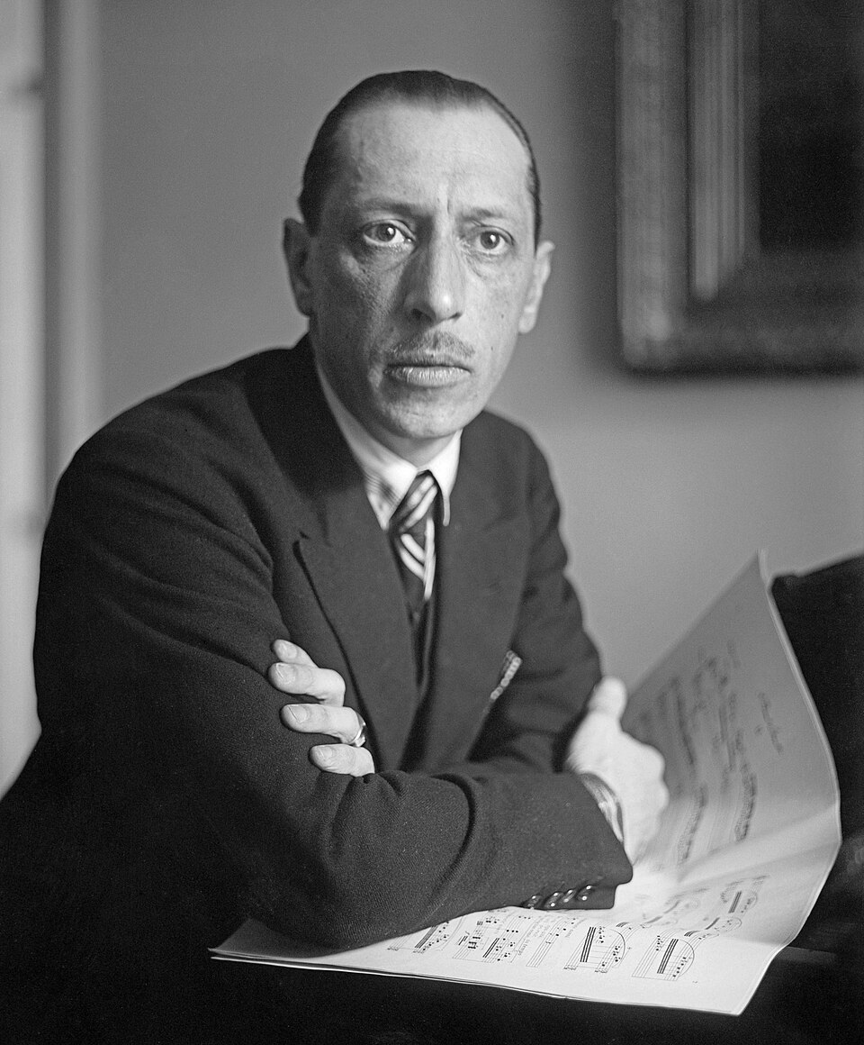 Black and white photo of Stravinsky