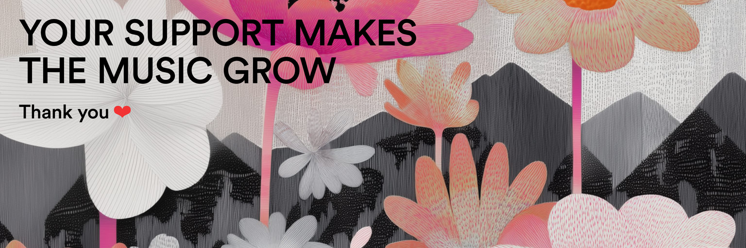 Desktop web banner for All Classical Radio's 2026 Spring Fundraiser, featuring pink flowers