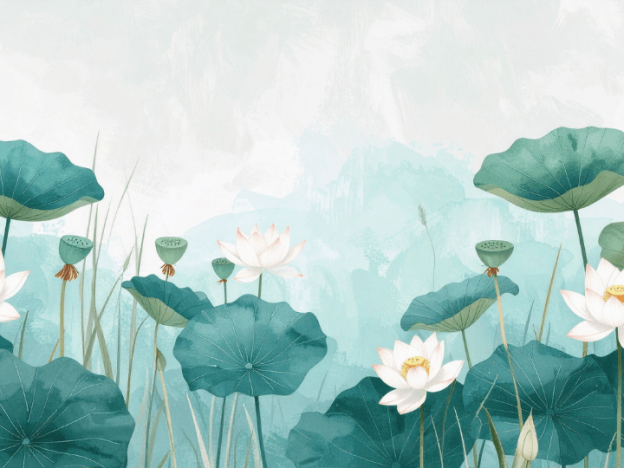 Illustration of water lilies