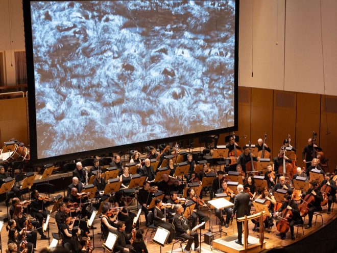The Oregon Symphony performing Celilo Falls at the Arlene Schnitzer Concert Hall