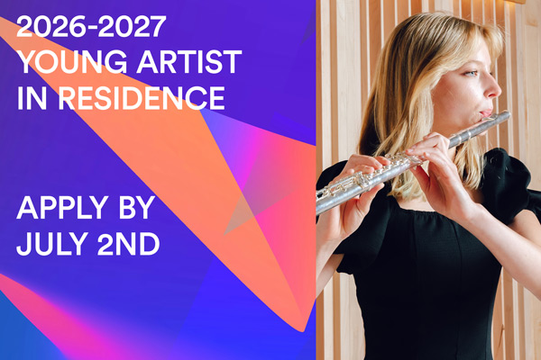 Mobile banners for 2026-2027 Young Artist in Residence – Apply Now